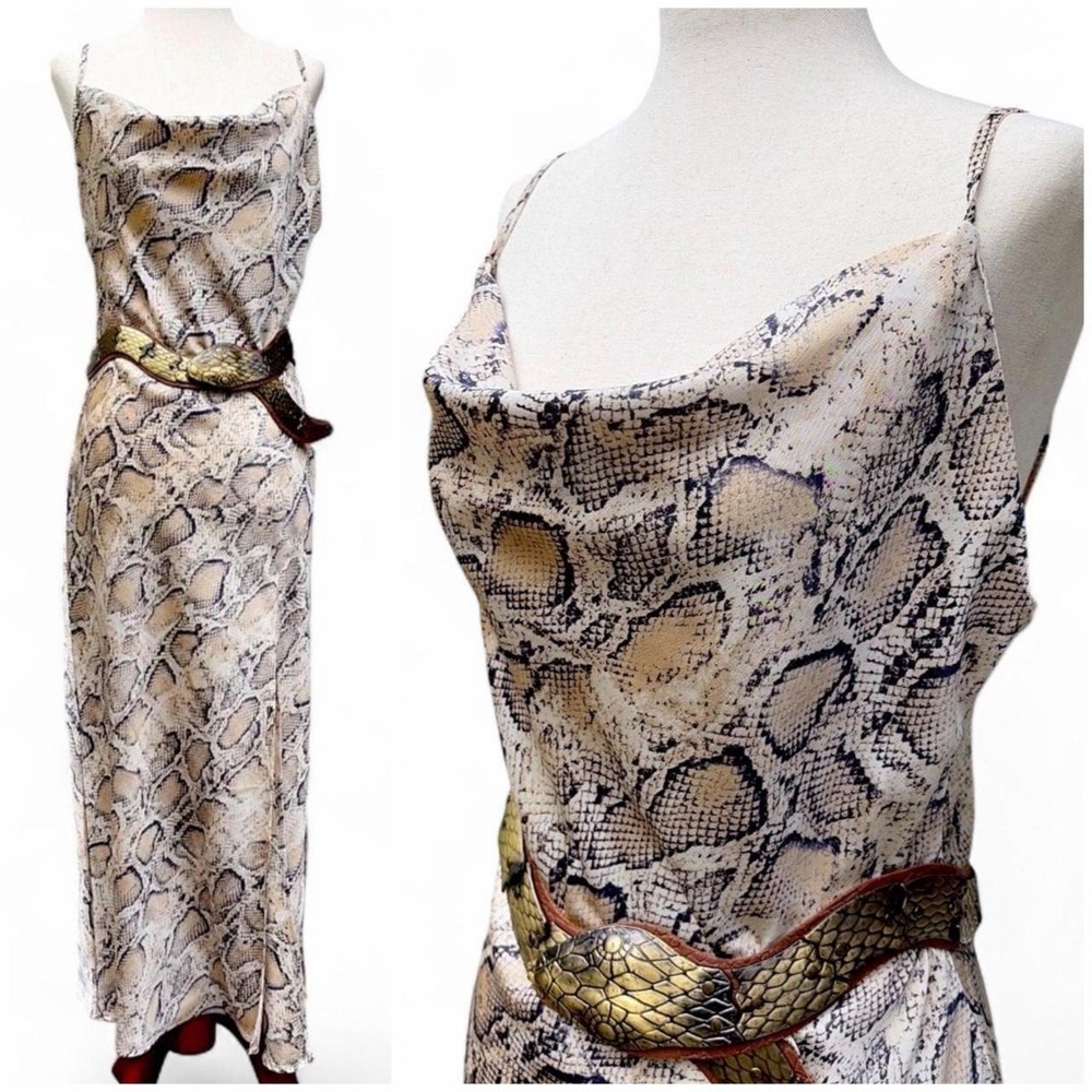 🐍 Paper Heart Snakeskin Print‎ Cowl Neck Maxi Dress. Size small 🐍